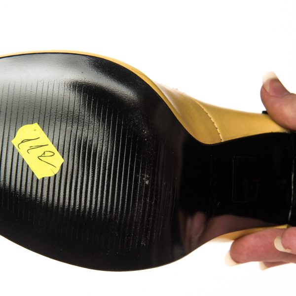 Pantofi dama din piele naturala - Galben cu negru lac - 112 GNL