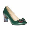 Pantofi dama din piele naturala - Verde toc model asimetric - R5 VMA