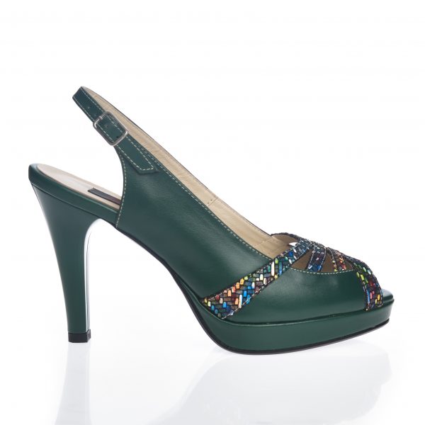 Sandale dama din piele naturala - Verde Box cu Mozaic - 025 VBM