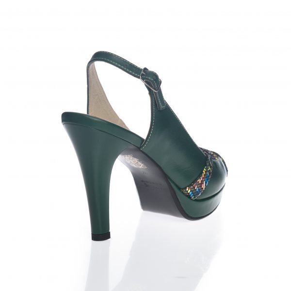 Sandale dama din piele naturala - Verde Box cu Mozaic - 025 VBM