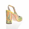 Sandale dama din piele naturala - Galben mozaic cu toc multicolor - 269 GMZ