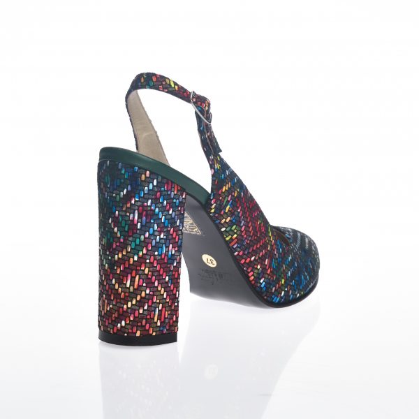 Sandale dama din piele naturala - Mozaic cu toc multicolor - 269 MZ