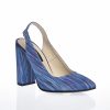 Sandale dama din piele naturala - Albastru imprimeu dungi - 269 AID