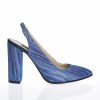 Sandale dama din piele naturala - Albastru imprimeu dungi - 269 AID