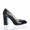 Pantofi dama din piele naturala - Negru lac cu imprimeu - F26 NLI