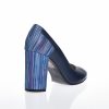 Pantofi dama din piele naturala - Bleumarin cu imprimeu - F26 BI