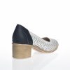 Pantofi dama din piele naturala - Alb cu Bleumarin - T13 AB