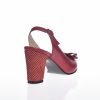 Sandale dama din piele naturala - Rosu cu buline - V5 RB