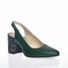Sandale dama din piele naturala - Verde toc mozaic - V7 VM