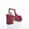 Sandale dama din piele naturala - Rosu Box - V7 RB