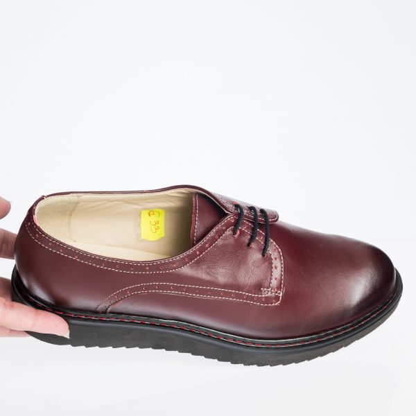 Pantofi dama din piele naturala - Bordo Perie - G33 BP