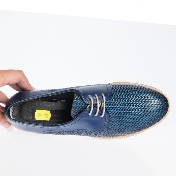 Pantofi dama din piele naturala - Albastru Impletit - G10 AI