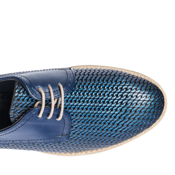 Pantofi dama din piele naturala - Albastru Impletit - G10 AI