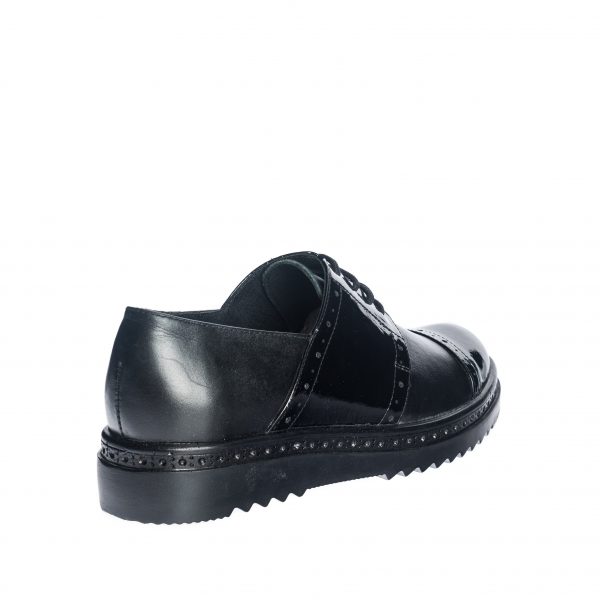 Pantofi dama din piele naturala - Negru Box + Lac - G26 NBL