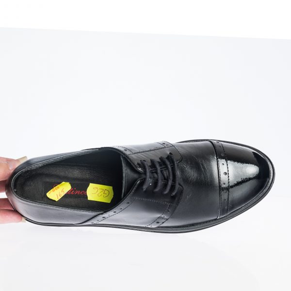 Pantofi dama din piele naturala - Negru Box + Lac - G26 NBL