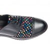 Pantofi dama din piele naturala - Negru Box Patratele Colorate - G26 NBPC