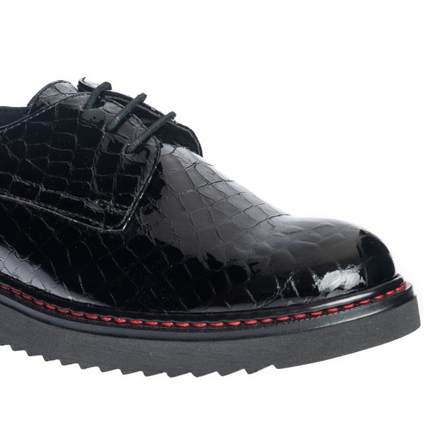 Pantofi dama din piele naturala - Negru Croco - G33 NC