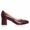 Pantofi dama din piele naturala - Bordo Box + Croco - 03 BBC