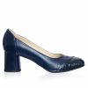 Pantofi dama din piele naturala - Albastru Box + Croco - 03 ABC