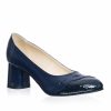 Pantofi dama din piele naturala - Albastru Box + Croco - 03 ABC