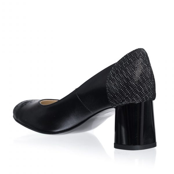 Pantofi dama din piele naturala - Negru Box + Picatele - 03 NBP