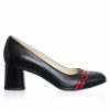 Pantofi dama din piele naturala - Negru cu Rosu - 55 NR