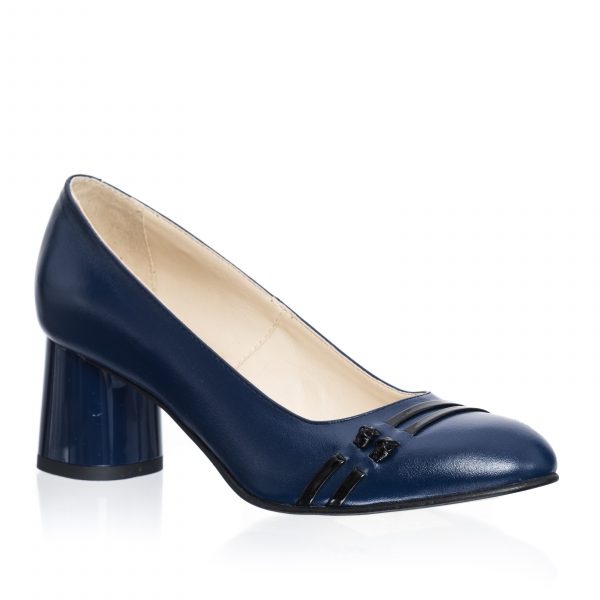 Pantofi dama din piele naturala - Albastru cu Negru - 55 ALN