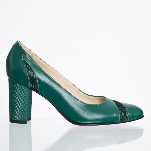 Pantofi dama din piele naturala - Verde cu Puncte - 114 VP