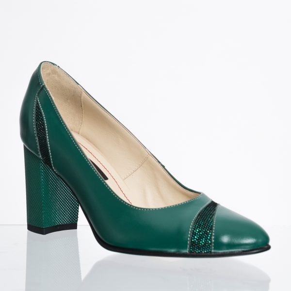Pantofi dama din piele naturala - Verde cu Puncte - 114 VP
