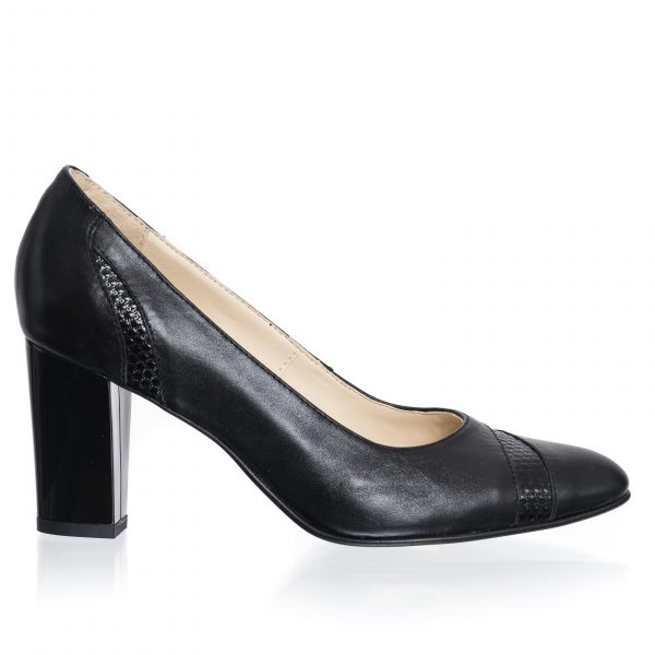 Pantofi dama din piele naturala - Negru cu Puncte - 114 NP