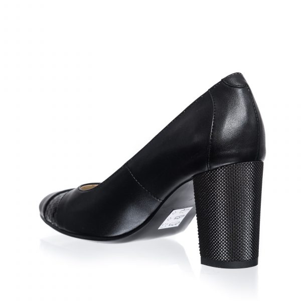 Pantofi dama din piele naturala - Negru cu Puncte - 163 NP