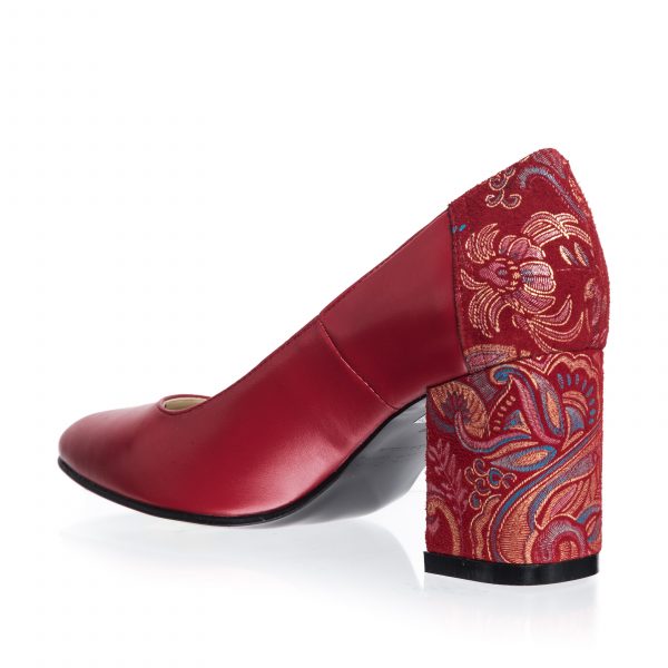 Pantofi dama din piele naturala - Rosu cu Sal Rosu - R12 RSR