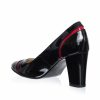 Pantofi dama din piele naturala - Negru Lac + Rosu Lac - 2693 NLRL