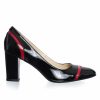 Pantofi dama din piele naturala - Negru Lac + Rosu Lac - 2693 NLRL