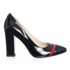 Pantofi dama din piele naturala - Negru Lac + Rosu Lac - 2696 NLRL