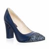 Pantofi dama din piele naturala - Albastru cu Solzi + Negru Lac - 2696 ASNL