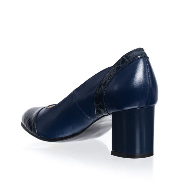 Pantofi dama din piele naturala - Albastru cu Croco + Antilopa - C33ACA