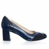 Pantofi dama din piele naturala - Albastru cu Croco + Antilopa - C33ACA