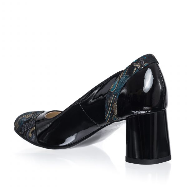 Pantofi dama din piele naturala - Negru Lac cu Sal + Antilopa - C33 NLSA