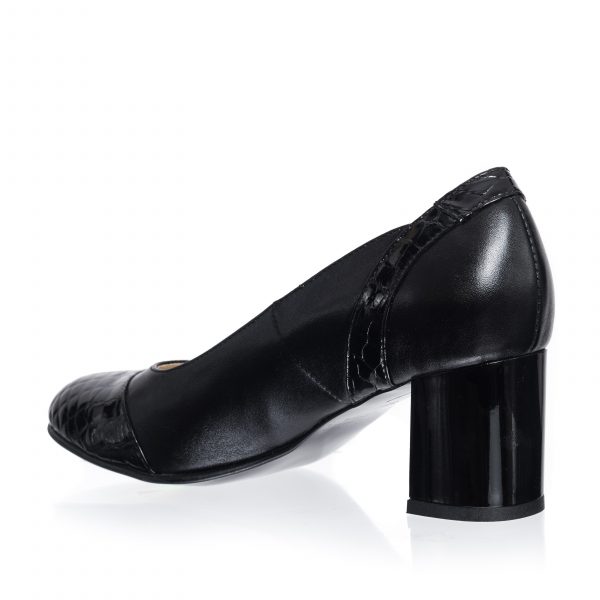 Pantofi dama din piele naturala - Negru cu Croco + Antilopa - C33 NCA