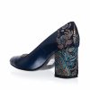 Pantofi dama din piele naturala - Albastru cu Sal Negru - R12 ASN