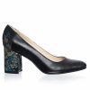Pantofi dama din piele naturala - Negru cu Sal Negru - R12 NSN