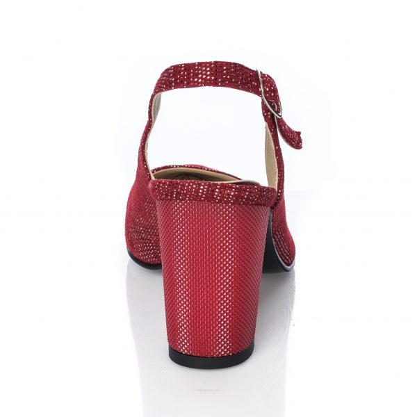 Sandale dama din piele naturala - Rosu Picatele - V7 ROP