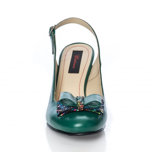 Sandale dama din piele naturala - Verde Toc Mozaic - V5 VTM