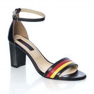 Sandale dama din piele naturala - Negru cu Rosu si Galben - S5 NRG