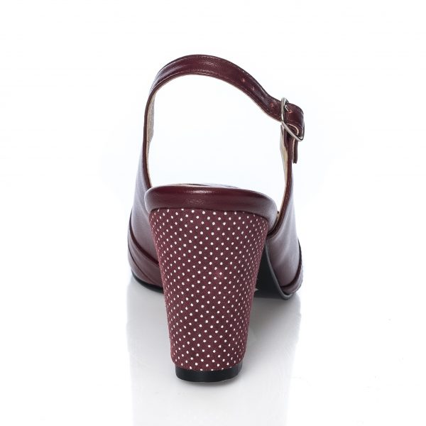 Sandale dama din piele naturala - Bordo Toc Buline - 024 BOTB