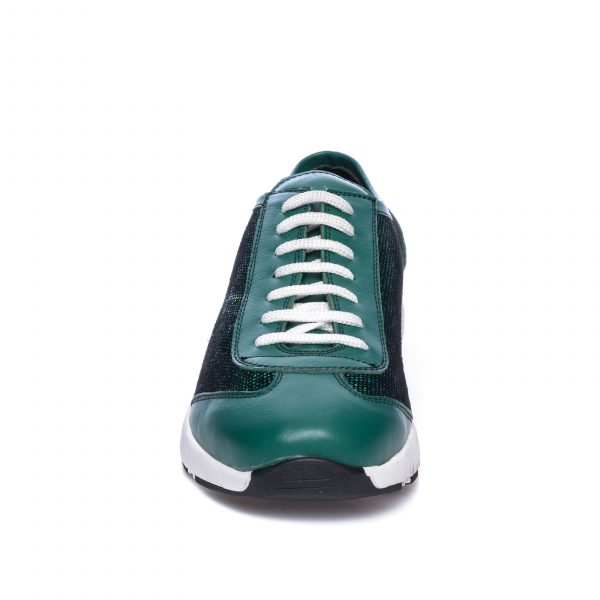 Pantofi dama sport din piele naturala - Verde cu Sclipici - AD8 VSC