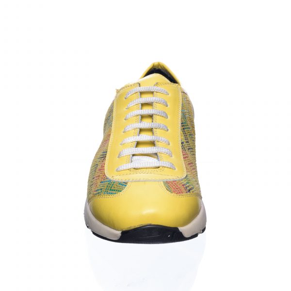 Pantofi dama sport din piele naturala - Galben cu Mozaic - AD8 GM