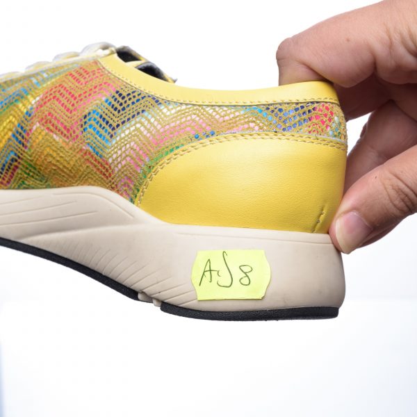 Pantofi dama sport din piele naturala - Galben cu Mozaic - AD8 GM