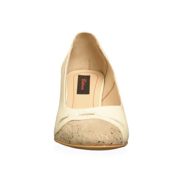 Pantofi dama din piele naturala - Bej + Combinatie - 03 BC